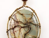Tree of life pendant, red creek jasper pendant, tree pendant, wire wrapped pendant, jasper stone pendant, natural stone pendant, reversible