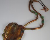 Flame Colored Copper Necklace with Royston Turquoise