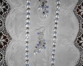 Handmade Light Blue  Necklace, crystal and Glass Beads Necklace, Statement Necklace, Beadwork Necklace, Lampwork Necklace with earrings.