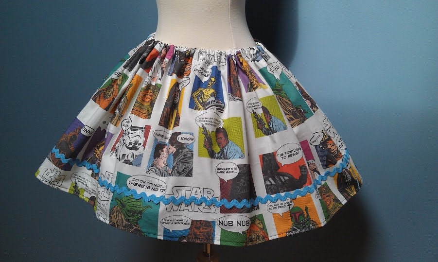 Star Wars Comic Strip Mini Skirt, OOAK, All Sizes, Plus Sizes, Fun Skirt, Cosplay Skirt, No Waiting, Ready to Ship