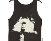 Steven Tyler Aerosmith Charcoal Black Tank Top Singlet Vest Tunic Sleeveless Women Shirt Punk Rock Music Rock T-Shirt Size S-M