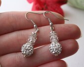 White Earrings, Simple Dangles, Silver Earrings, Small Earrings, Elegant Earrings, Handmade Earrings