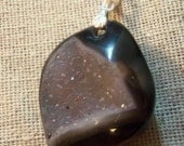Natural free form BOTSWANA AGATE GEODE Druzy Gemstone pendant, .925 Sterling Silver