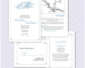 Printable Wedding Invitation Set, Custom Monogram, Simple, Classic, DIY Print Your Own PDF