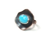 Turquoise ring size 7. Copper statement ring with turquoise. Rustic modern jewelry. Handmade.