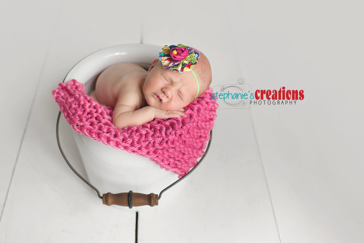 Prop Blanket pink knit newborn photography prop basket bucket bowl filler stuffer