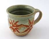 Stoneware Mug - 12 oz. - Coffee Cup - Pottery Mug - Tea Cup - Mint Green - Golden Caramel / Handmade wheel thrown pottery
