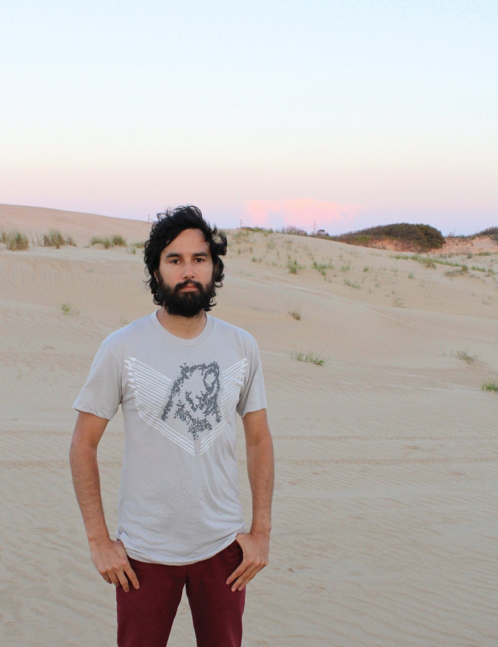 Ursa Major - men tshirt / t shirt men - fathers day / gift for him - grizzly bear print with white arrows on light gray - summer fashion
