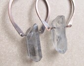 Hoop Earrings Chandelier Earrings Raw Quartz Crystal Point Copper Hoops Rustic Jewelry DanielleRoseBean Large Hoop Earrings