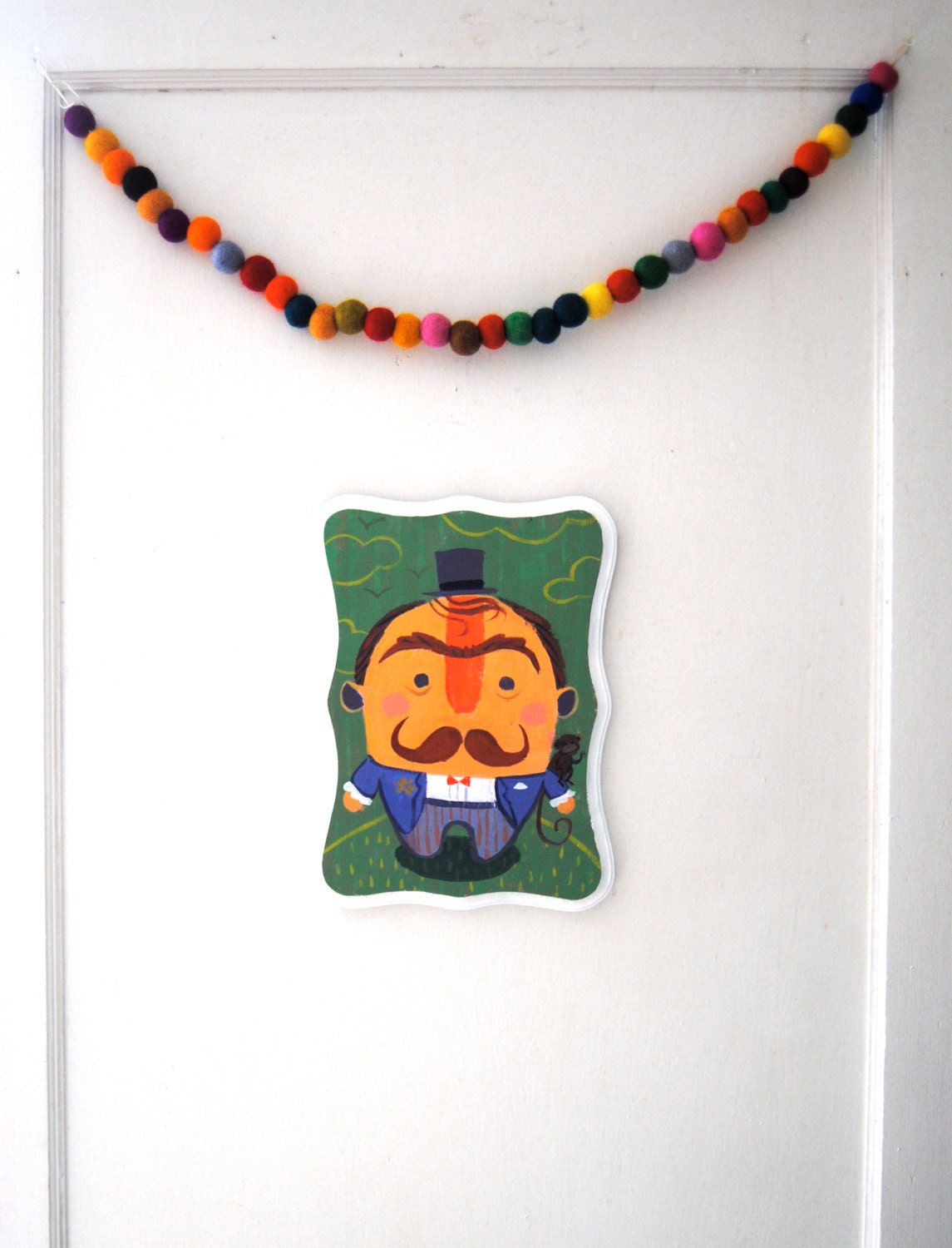 Mr. Mustache Painting on Wood for a Modern Nursery