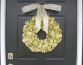 Hydrangea Wreath- Spring Wreath- Green Hydrangeas- Easter Decor- Wall Art- Wedding Wreath- Wedding Decor- Floral Arrangement