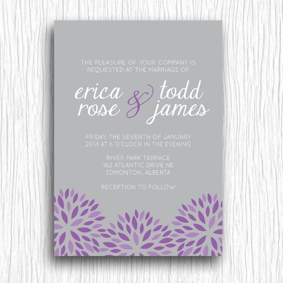 Printable Wedding Invitation - Floral Sunbursts