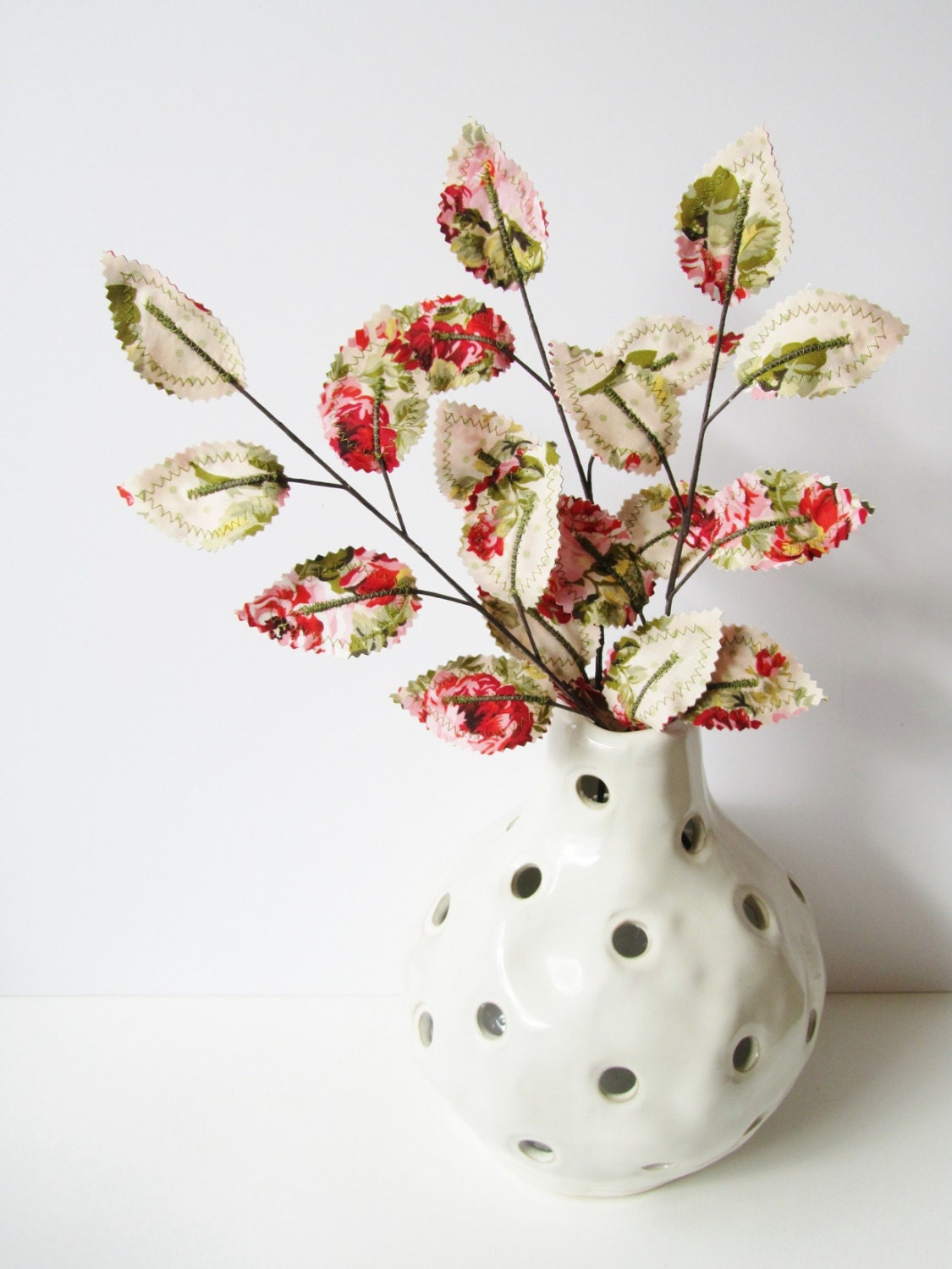 Fabric Leaves - Spring Rose Garden Branches Mother's Day Gift Idea (set of 3)