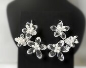 Blooming SAKURA in Sterling Silver - Bridal Earrings, Wedding Earrings