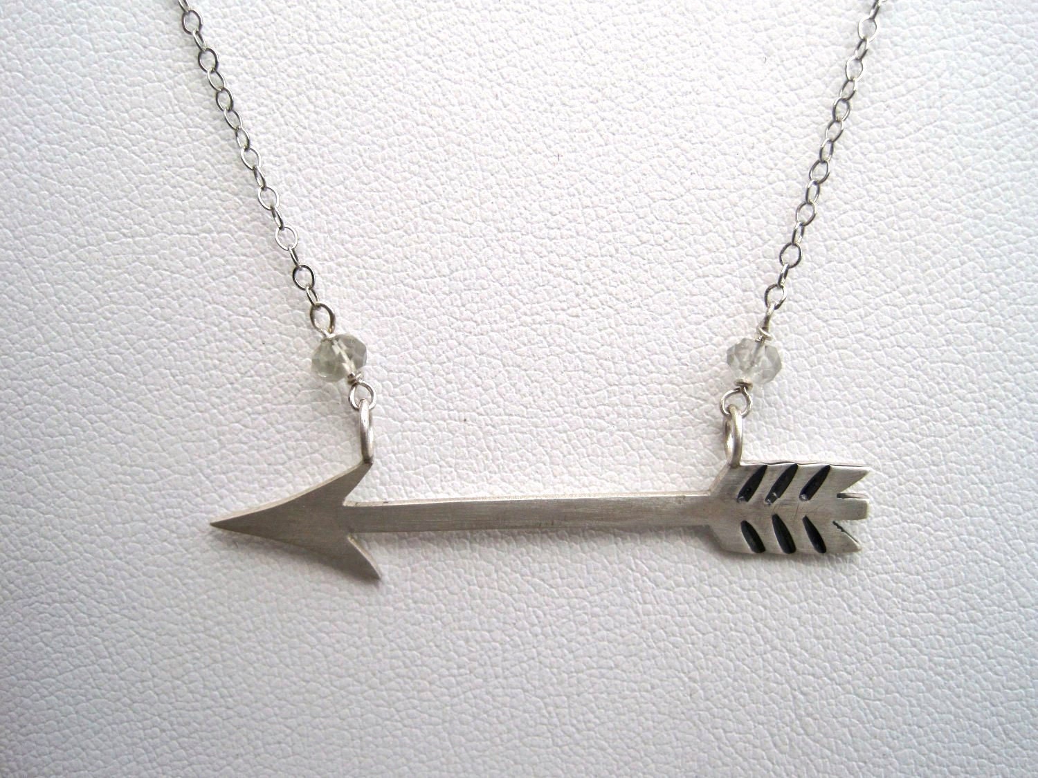 Sterling Silver Arrow Necklace with Gemstones- Inspired by Dianna Agron on Cosmopolitan Magazine