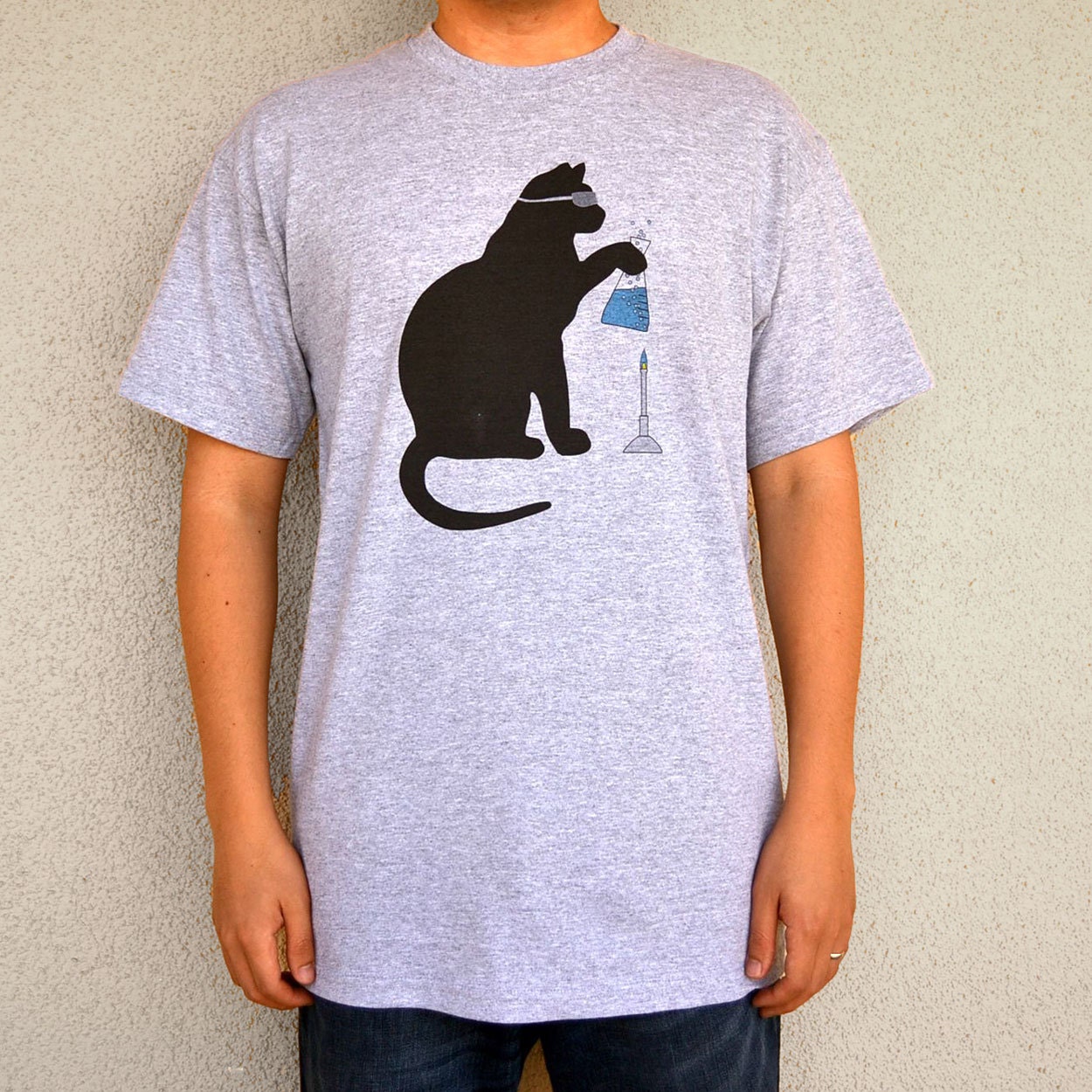 Cat Scientist - Boiling Flask - T-shirt, Sport Grey - Adult S, M, L, or XL