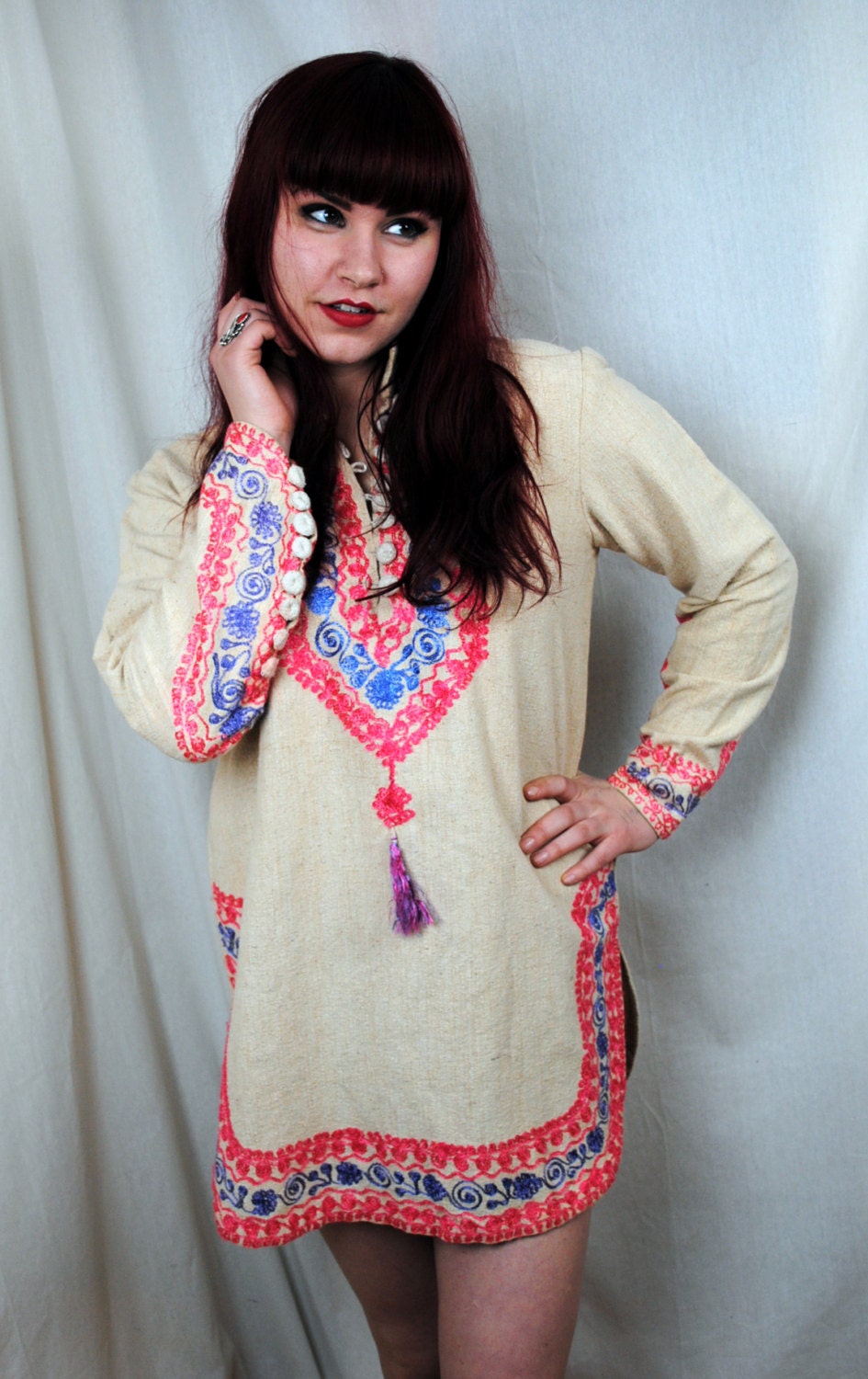 Vintage 1970s Embroidered Tunic Top