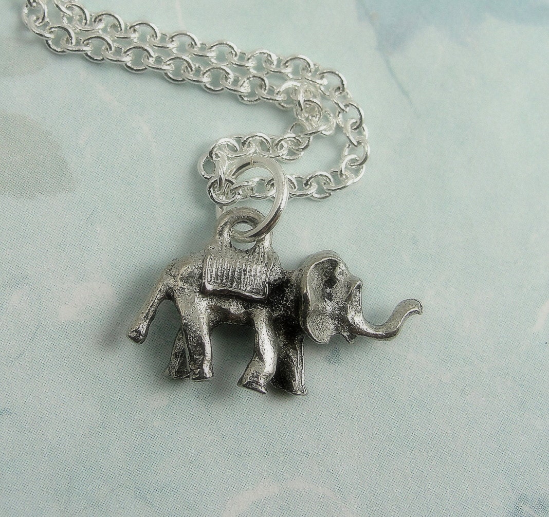 Elephant Necklace, Silver Elephant Charm on a Silver Cable Chain