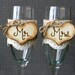 Mr. & Mrs. Glasses Champagne Flutes Rustic Woodland Shabby Chic Burlap and Lace