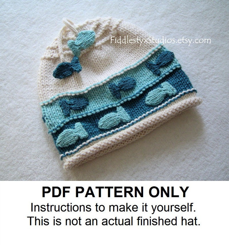 KNITTING PATTERN - Baby Boy Hat Knitting Pattern PDF - Fish Beanie Hat (Newborn Infant Toddler Child sizes) Children Spring Knitting Pattern