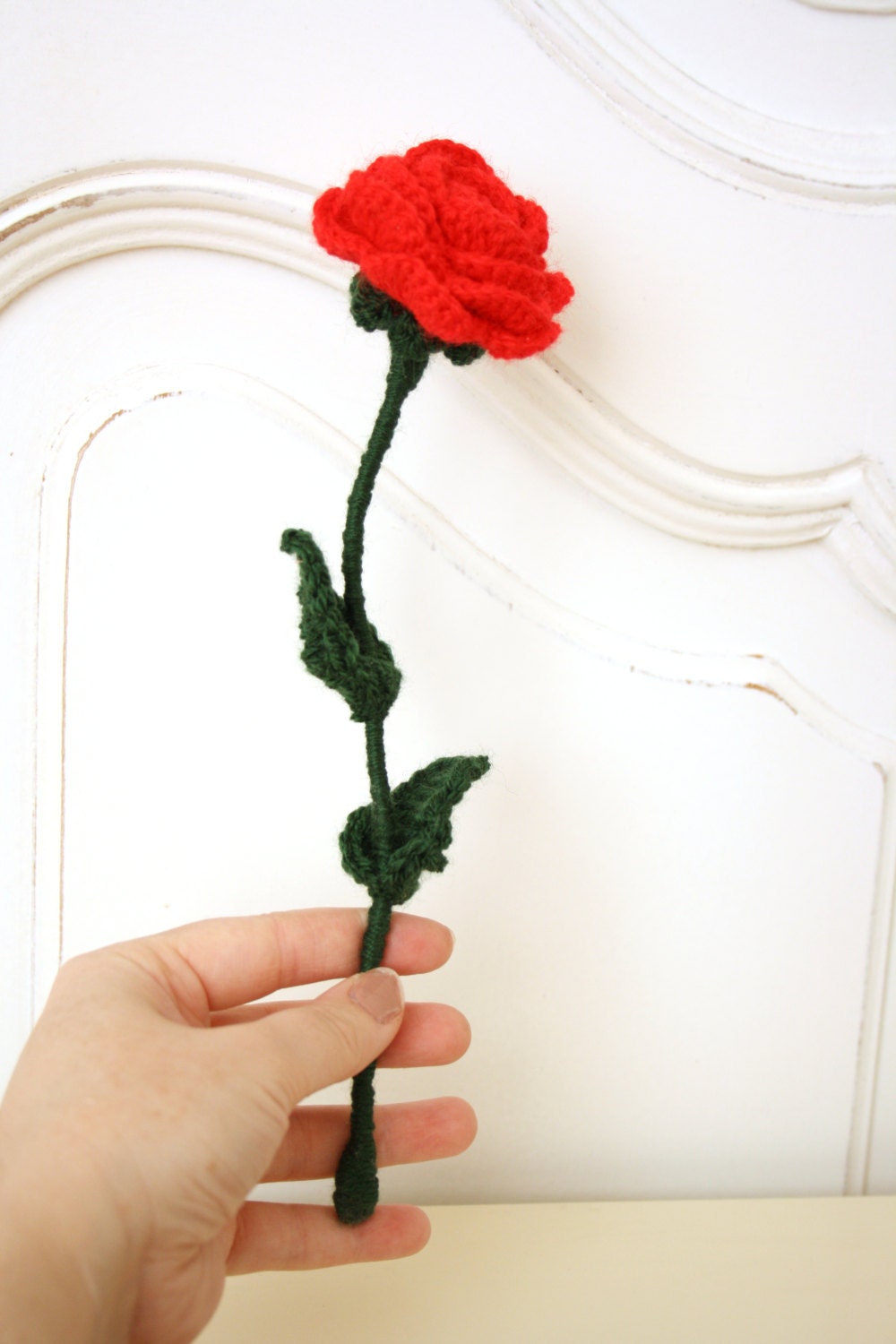 Rose Hand Crocheted Flower Red