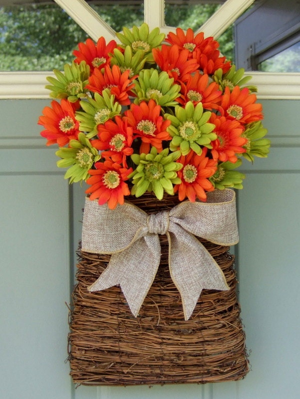 Summer Wreath - Wreath for Summer - Summer Door Basket