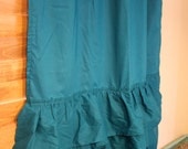 READY TO SHIP: Teal four ruffle curtain set with liner