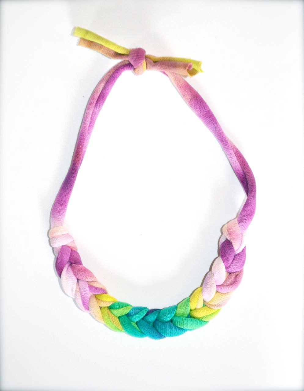 Chevron Ombre Statement Necklace- Rainbow turquoise Purple Yellow Green
