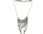 Crocheted  Unique Chain Necklace - Silver