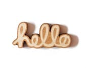 Hello, Handwriting Wooden Brooch