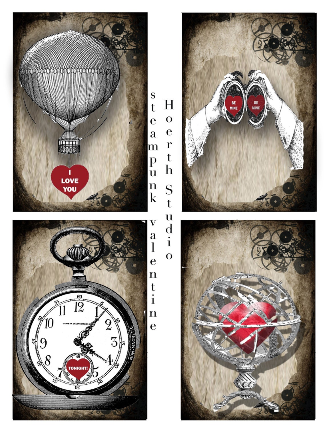 Steampunk Valentine Cards