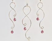 Silver Earrings and Necklace Set - Curving Wire and Crystals or Pearls