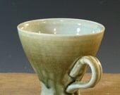 Teacup Coffee Cup Porcelain in Green and Yellow by Youngs Cove Pottery (YCP290)