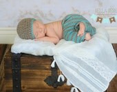 Newborn Baby Boy Pants w/ matching Hat Set, Photography prop