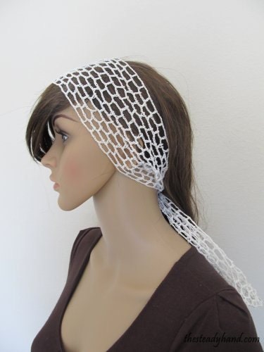 Adult White Lace Scarf Headwrap N7