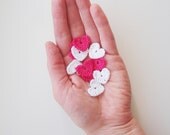 Crochet Heart Appliques, Pinky Pink & Snow White , Set of 10, Valentines Day Heart Love Motif, Party Decorations
