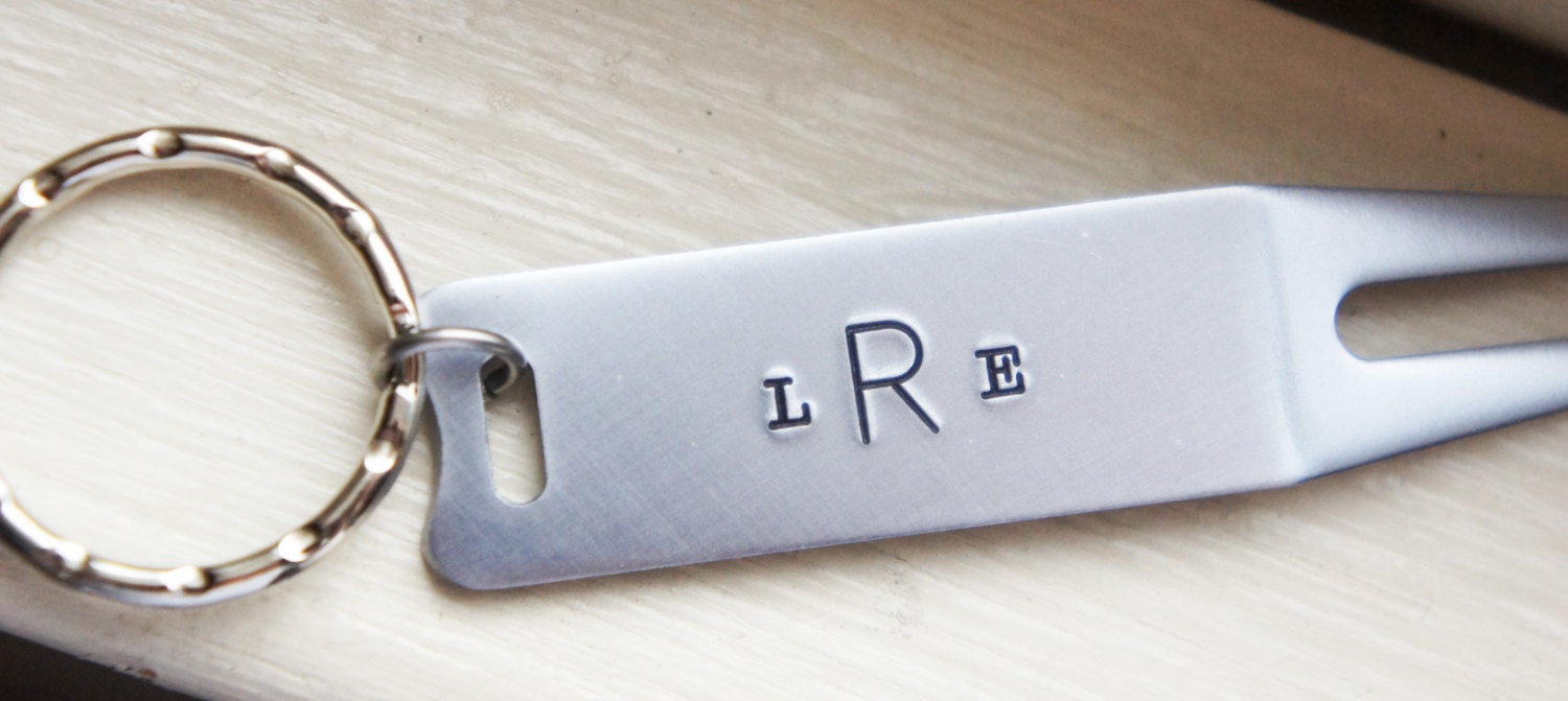 Personalized Golf Divot Repair Tool Keychain Monogrammed Golfer's Gift Initial Gift for Him Retirement Fathers Day