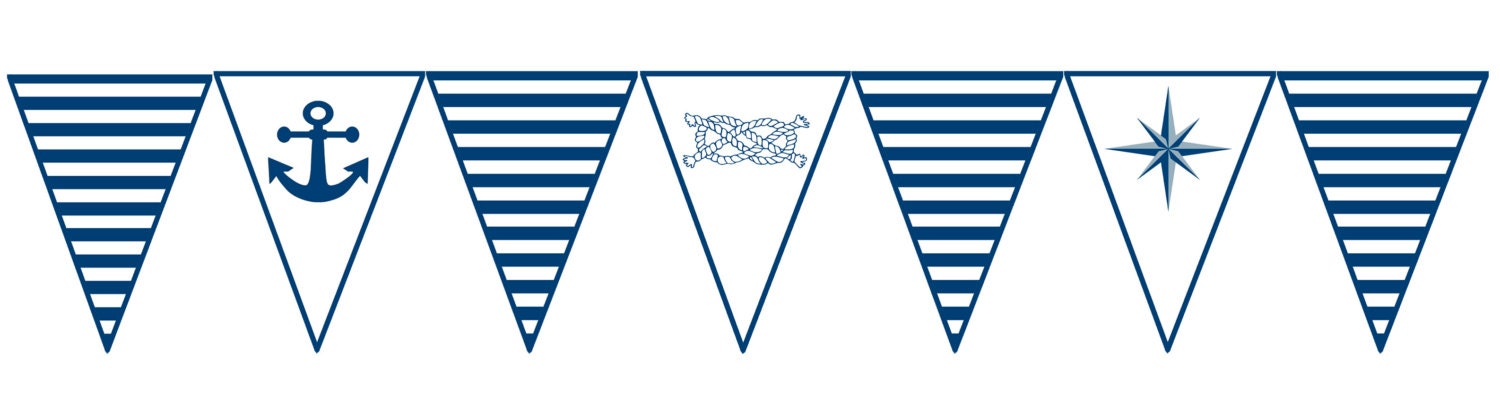 Instant Download Nautical Navy and White Printable Banner