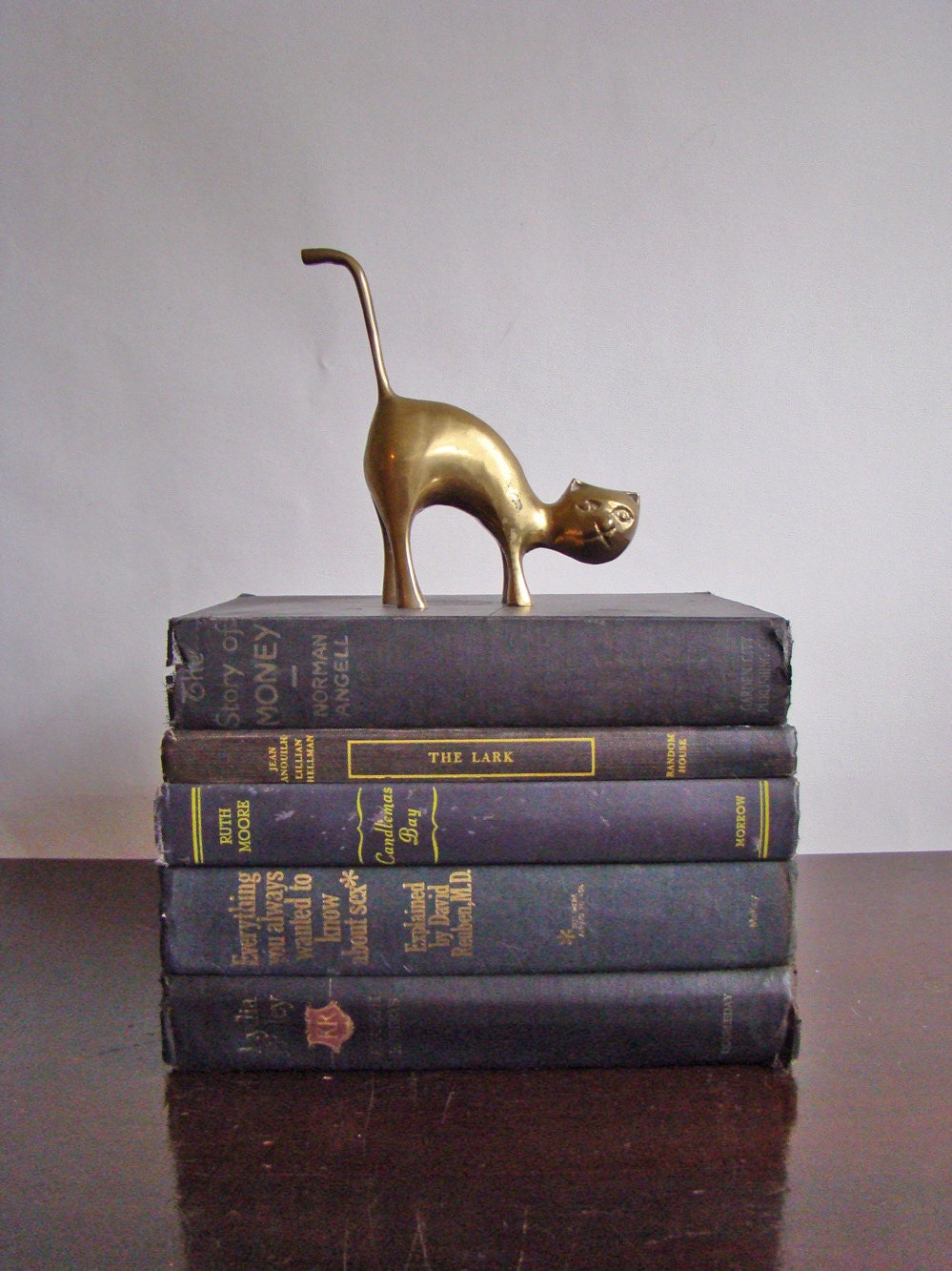 vintage solid brass cat figurine