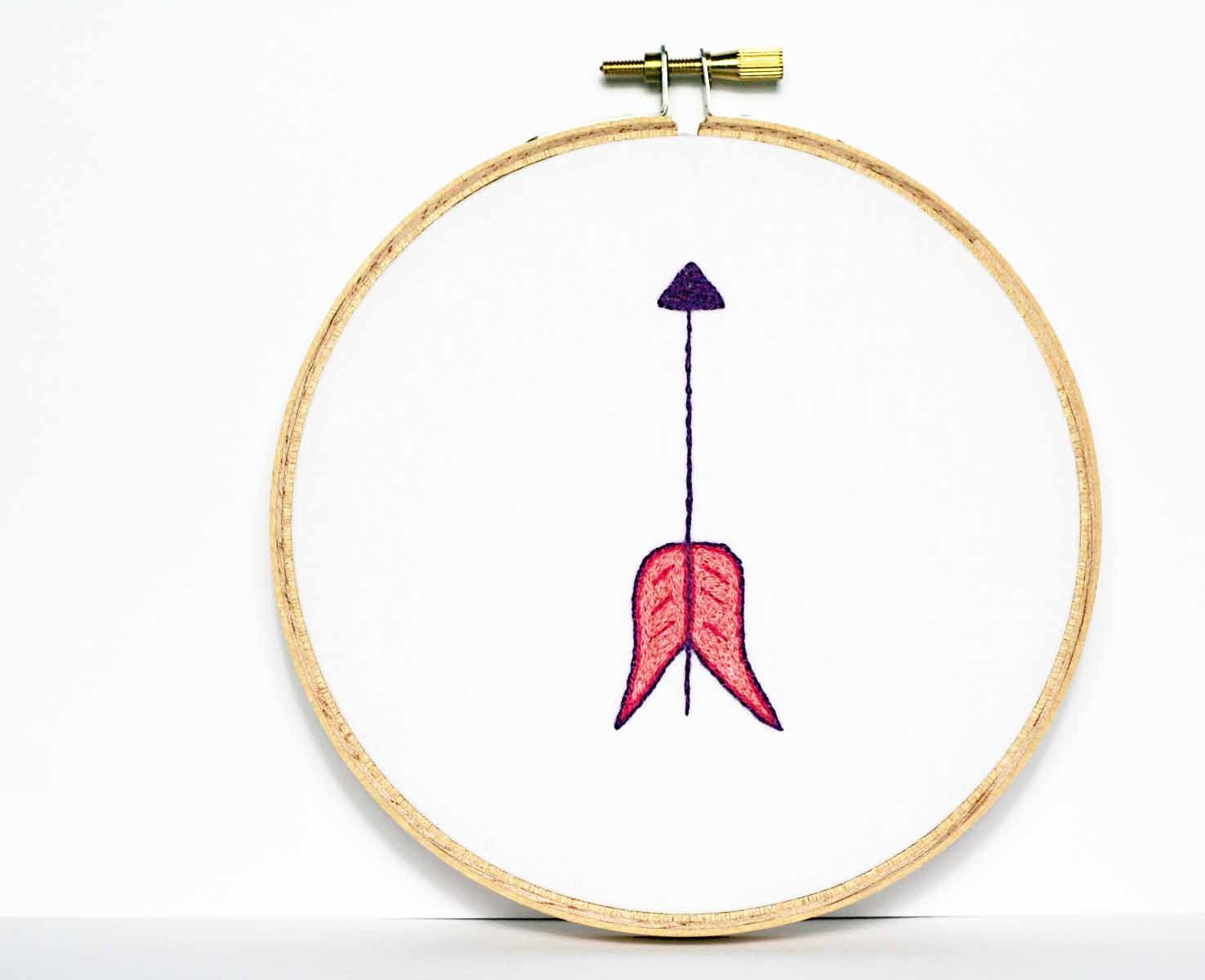 Arrow home decor / rustic geometric embroidery hoop art /  woodland style / purple spring fresh / 5 inch size