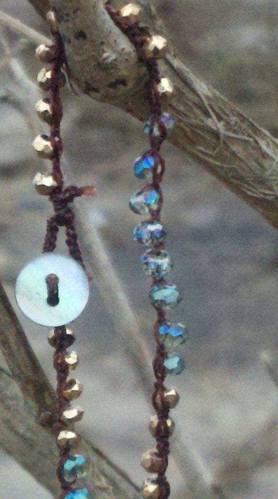 Green Swarovski Aurora Borealis Crystal Necklace with Pyrite Stones - Surf Inspired Jewelry