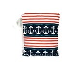 Nautical anchor wet bag swim suit pool beach bathing summer bag waterproof small cloth diaper red white blue wetbag