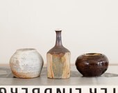 Vintage Stoneware Pottery Vases - Set of 3