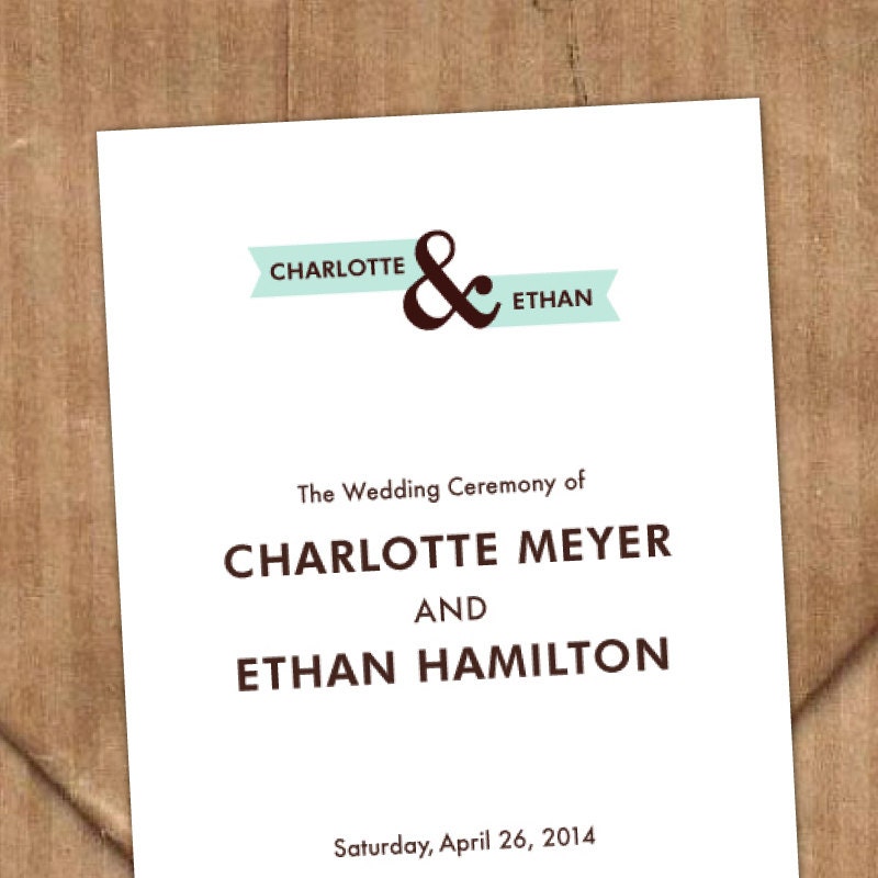 Printable Wedding Program -- Modern Banner No. 10 Collection