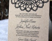 Doily Kraft Paper, White or Off-White Wedding Invite Suite