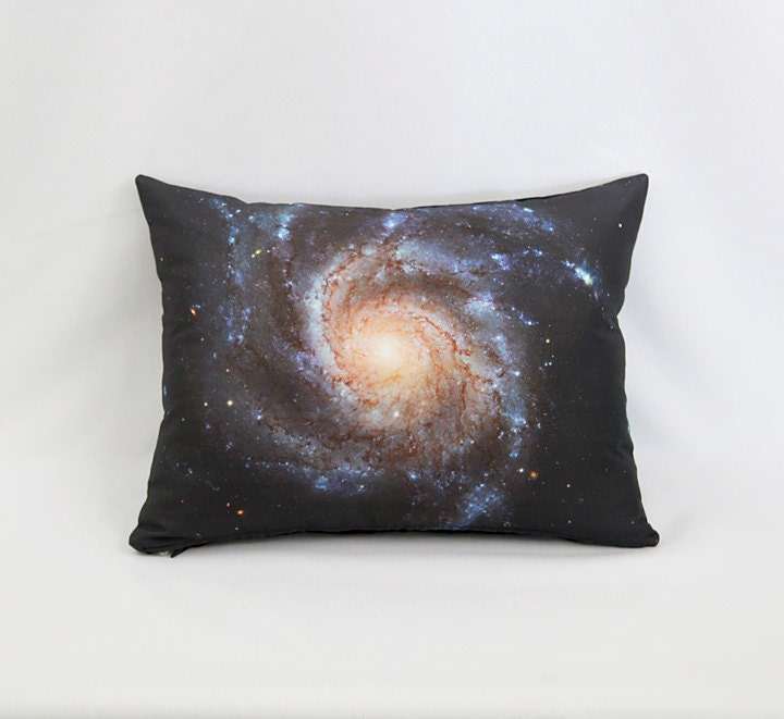 Pinwheel Galaxy Pillow Cover: photo by NASA's Hubble Space Telescope / White, Brown, Peach, Black