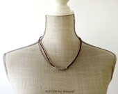 Cord and Chain Short Necklace with Sliding Filigree Piece, womens vegan necklace, textile necklace, mother's day, gifts for her