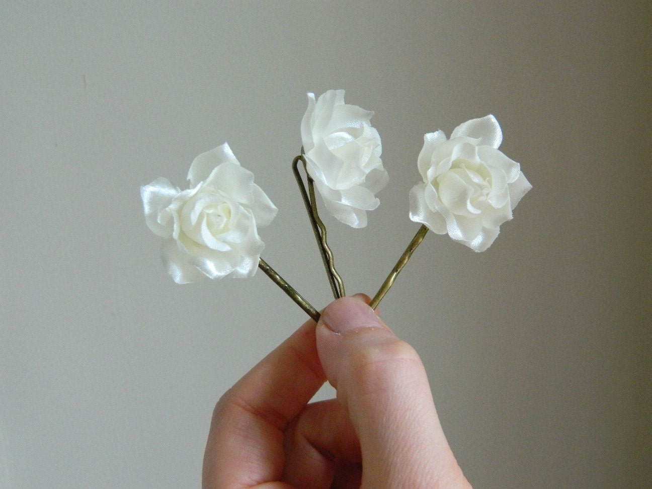 Buttercream Rose Bobby Pin Trio - Ivory - woodland hair accessory - bride - bridesmaid - flowergirl READY TO SHIP