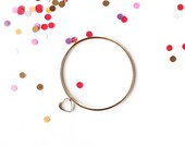 Gold Heart Bangle Bracelet / handmade brass bangle with dangling heart outline charm