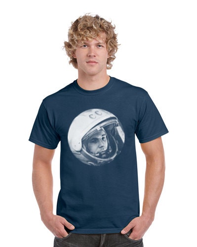 Yuri Gagarin T Shirt. First Man in Space T Shirt. Astronaut Tshirt. USSR. Sputnik. Cosmonaut. Russia. Dark Blue.